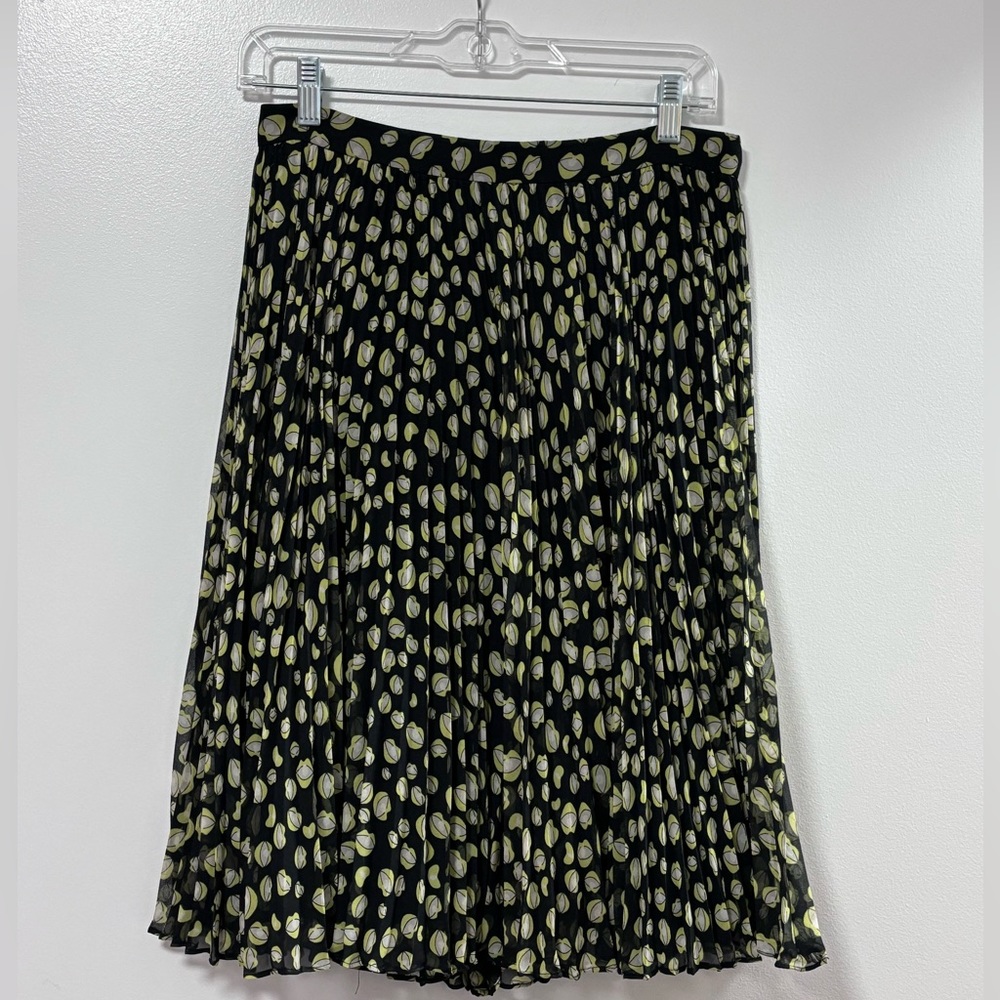 Diane von Furstenberg pleated chiffon midi skirt black green white